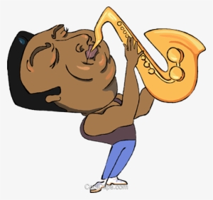 Hombre Tocando El Saxofón Libres De Derechos Ilustraciones - Cartoon Man Playing Saxophone