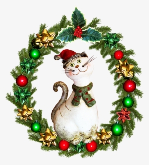 Christmas, Wreath, Cat - Cat Wreath Christmas