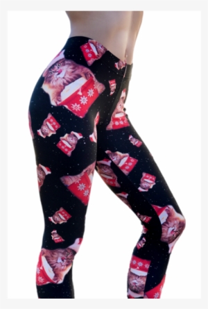Christmas Cat In Space Leggings - Christmas Day
