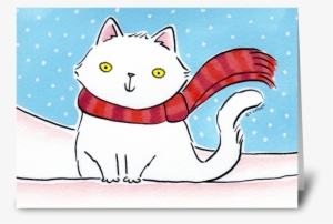 Christmas Kitty Cat In The Snow Greeting Card - Christmas Day
