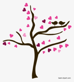 Love Birds On A Tree, Free Valentine Clip Art - Clip Art