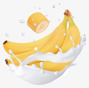 Fruit Water Splash Clipart Family - Banana Milk Png