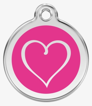 1thhpm, 9330725037298, Image - Red Dingo Tribal Heart Pet Id Tag - Hot Pink