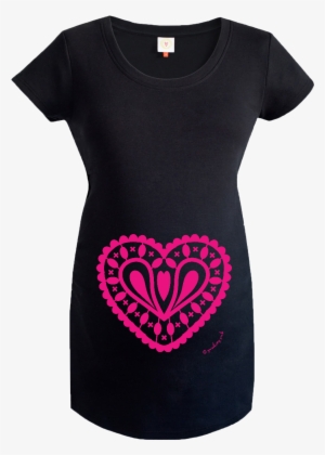 Gooseberry Pink Hot Pink Heart Maternity Top In Black - Transparent Background Materinity Clothes