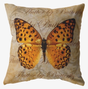 Orange Butterfly Nature Digital Collage Throw Pillow