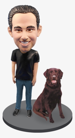 Custom Male With Custom Pet Dog Bobblehead - Dog