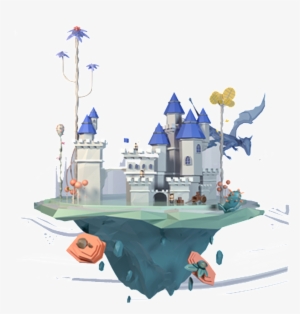 Cartoon Fairytale Castle Building Pattern Element - Vector Graphics