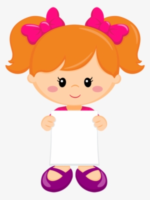 Girl W/pink Hair Bows School Clipart, Preschool Crafts, - Gafetes Preescolar Para Niña