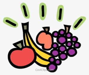 Grapes Apple Banana And Peach Royalty Free Vector Clip - Apple And Banana Clipart