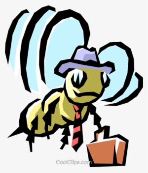 Worker Bee Royalty Free Vector Clip Art Illustration - Fly Wearing A Tie