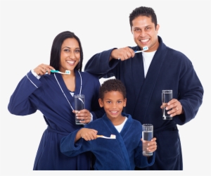 Brushing Together - Family Washing Their Teeth