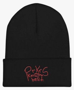 Image Of 'prkr Knows Best' Scribble Beanie - Jpeg