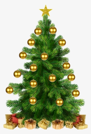 Arvore De Natal Com Estrela E Prendas E Bolinhas Png - Christmas Tree
