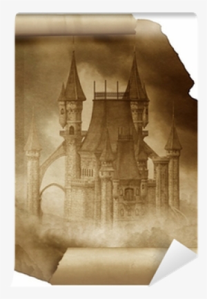 Dark Castle On A Old Paper Scroll Wall Mural • Pixers® - Dark Castle Throw Blanket