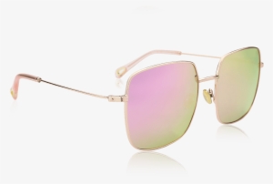 Square Sunglasses With Pink Lenses And Rose Gold Frame - Still Life Photography