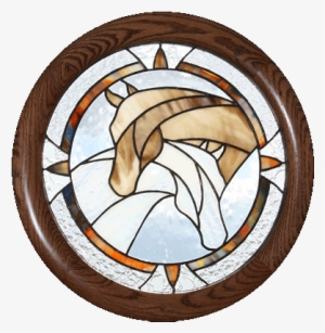 75 " Round Hanging Horse Panel With Wood Frame Click - Circular Wooden Frame Png