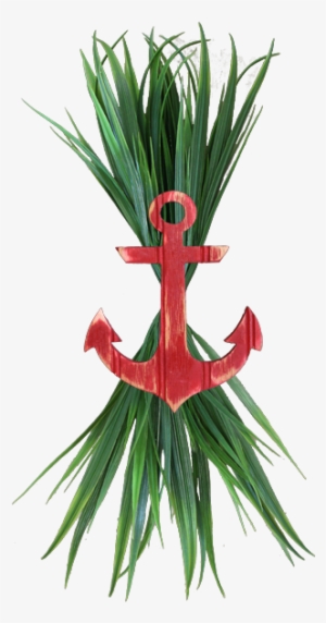 Large Red Anchor With Sea Grass - Sea