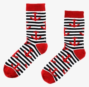 Red Anchor Nautical Stripe Socks - Top