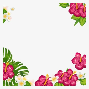 Summertime Summerfun Tropical Flowers Frame Picturefram - Convite Festa Havaiana Png