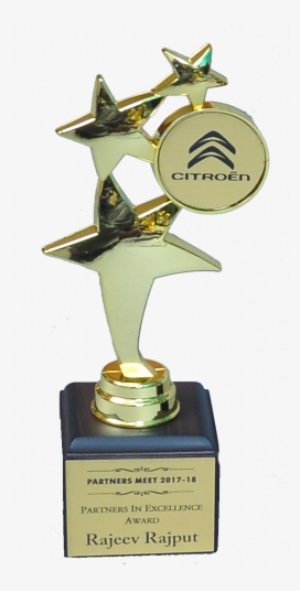 Veejay Gifters Brass Gold 3 Star Trophy - Gold