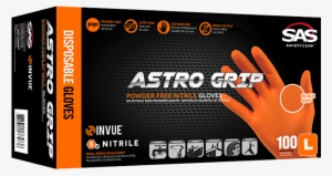 Sas Astro Grip Pf Orange Nitrile Gloves Large Code - Astro Grip Powder-free 6mil Nitrile Orange Hi-visibility