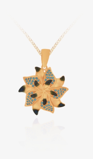 Ember Star Flower With Sparkling Blue Accents Pendant