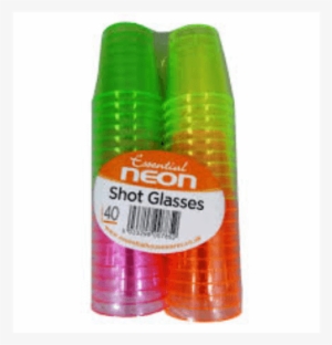 40 Neon Shot Glasses - Glasses 40 Colourful Neon Disposable Plastic Shot Cups