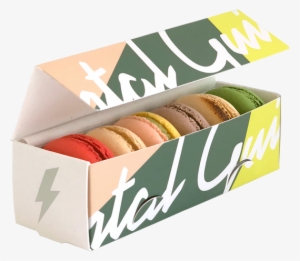 6 Pcs Gift Box With 6 Macarons On Diagonal And Opened - Gift