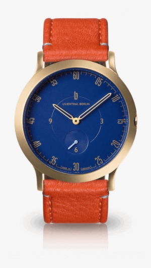 Gold Blue Flame - Lilienthal Berlin - Unisex Watch With Golden Case