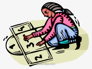 Girl Playing Hopscotch Royalty Free Vector Clip Art - Clip Art