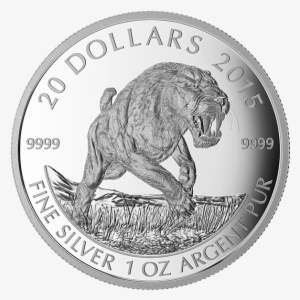 Fine Silver Coin - 20 Dollar Canadian Saber Tooth Tiger Silver Coin