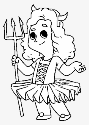 Demon Little Girl Costume Coloring Page - Drawing