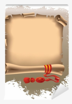 Ancient Scroll With Torn Edges And Ribbon With Tassel, - Illustration