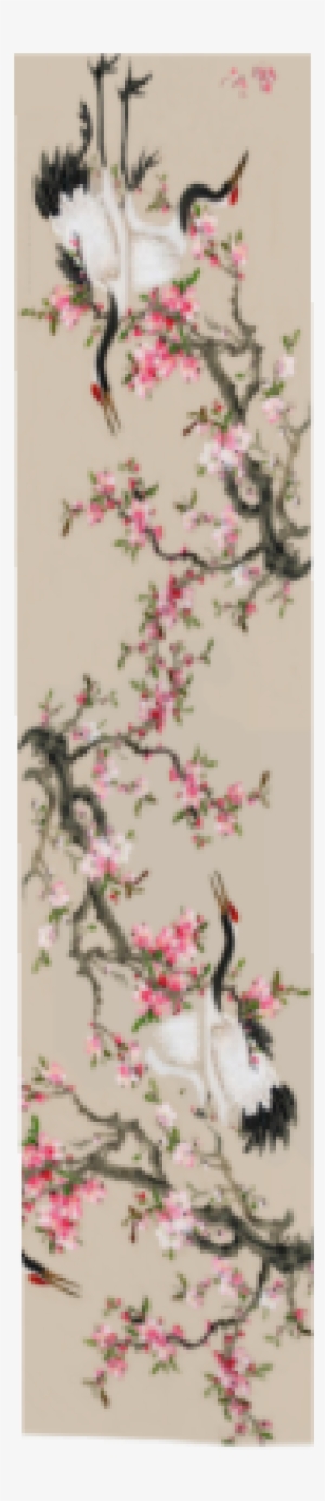 Crane & Apple Blossom Scarf - Cherry Blossom