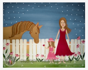 Kids Art Print Of Mother Daughter Horse Painting - Child