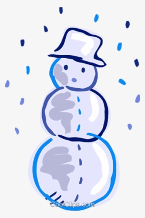 Muñeco De Nieve Con Un Sombrero Con La Nieve Cayendo - Clip Art