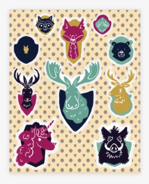 Fantasy And Woodland Faux Taxidermy Animals Sticker/decal - Sticker