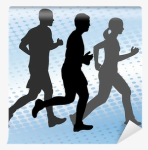 runners silhouettes on the abstract halftone background - abstraction