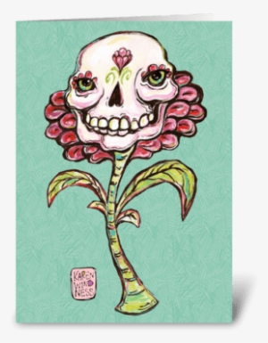 Skull Flower Greeting Card - Greeting Card