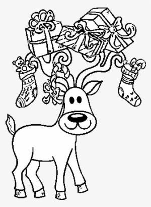Dibujo De Reno Con Regalos De Navidad Para Colorear - Desenhos Renas De Natal