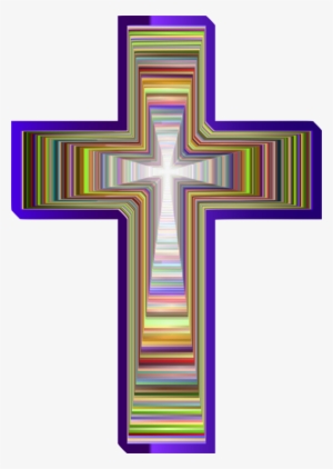 Crucifix Line Purple - Clip Art