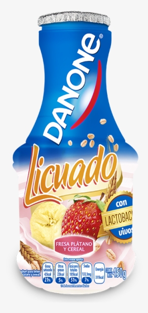 Danone Licuado Plátano Cereal, 450g - Danone Strawberry Drinkable Yogurt, 7.7 Oz