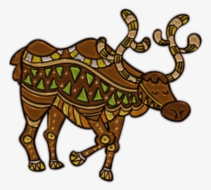 Reindeer, Metallizer, Christmas, Rudi, Png, Glass - Metallic Geometric Moose Queen Duvet