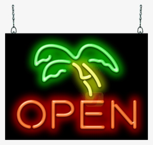 Palm Tree Open Neon Sign - Tanning Neon Sign