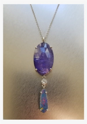 1507 Tanzanite Eye Cut W Boulder Opal And Diamond 18k