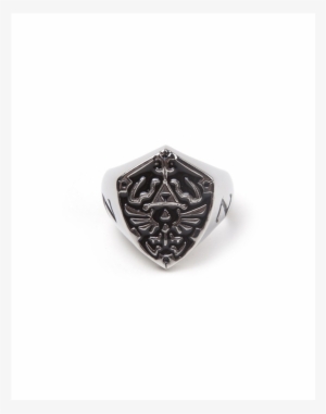 Hyrule Signet Metal Shield Ring M - Merchoid Zelda: Never Caught Off Guard Ring Preorder
