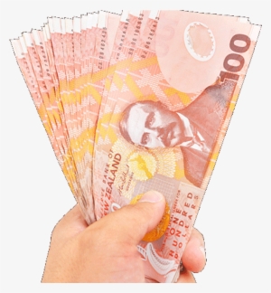 Hand Holding Money - New Zealand 100 Dollar Note