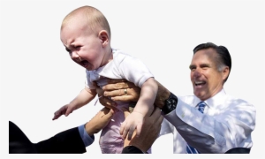 mitt romney handing a crying baby - baby