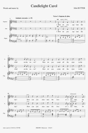 Candlelight Carol Sheet Music Composed By John Rutter - Candlelight Carol Rutter Sheet Music