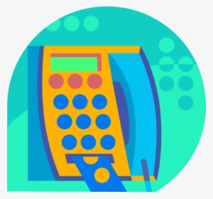 Vector Illustration Of Public Pay Phone Telecommunications - Circle